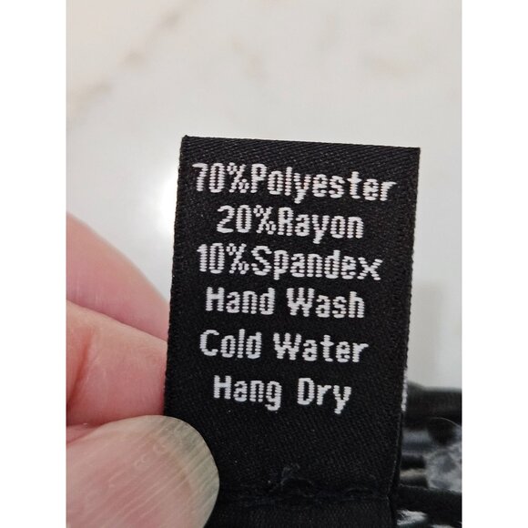 Clara Sun Woo Blue Gray Leopard Print Draped Neck, Side Ruched Knit Top Large - Picture 8 of 10